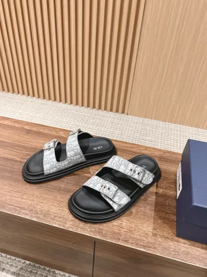 Dior Aqua Sandal Replica – Gray Oblique Jacquard - Image 2