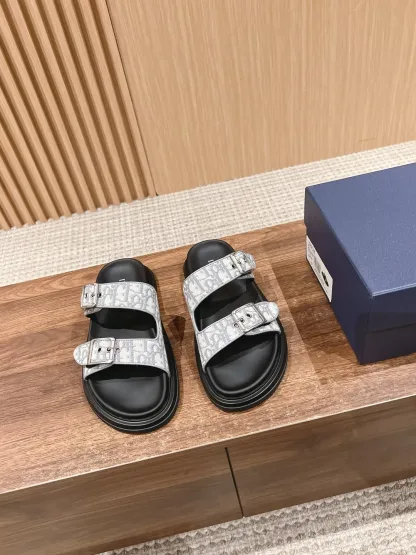 Dior Aqua Sandal Replica – Gray Oblique Jacquard