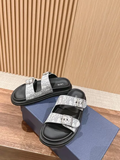 Dior Aqua Sandal Replica – Gray Oblique Jacquard - Image 8