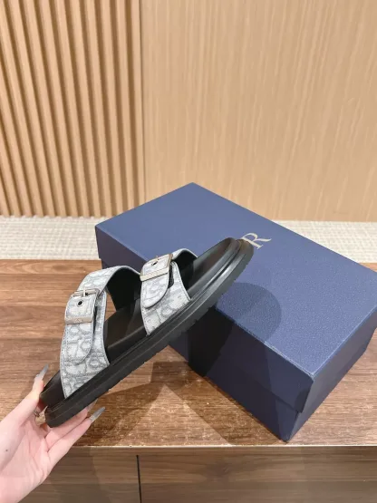 Dior Aqua Sandal Replica – Gray Oblique Jacquard - Image 9